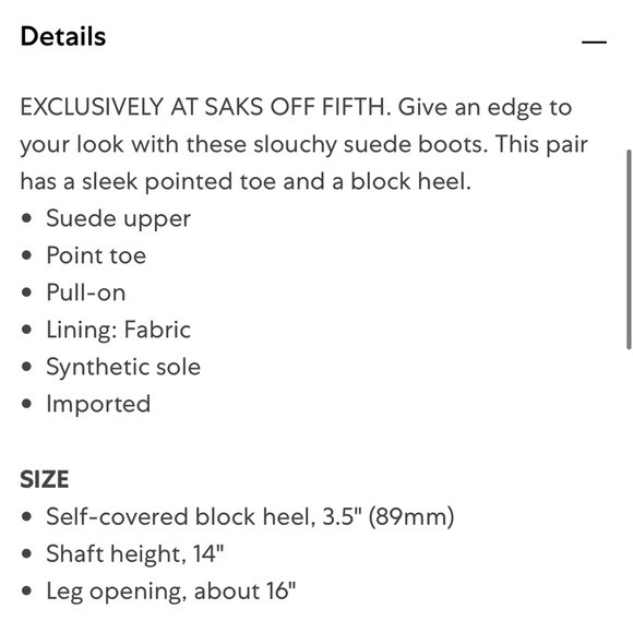 Saks Rumi Cognac Suede Slouch Boots New - Picture 2 of 5